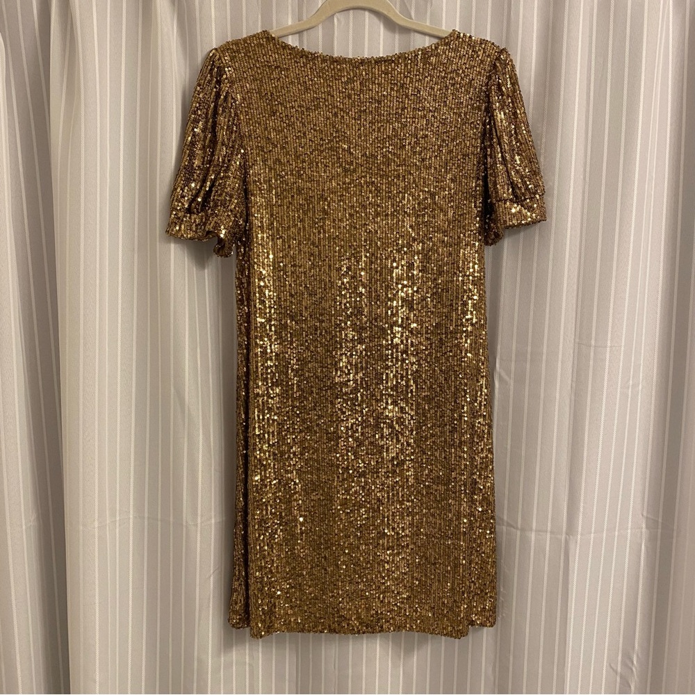 NWOT Gold Sequin Mini Dress Size Medium - Picture 2 of 5